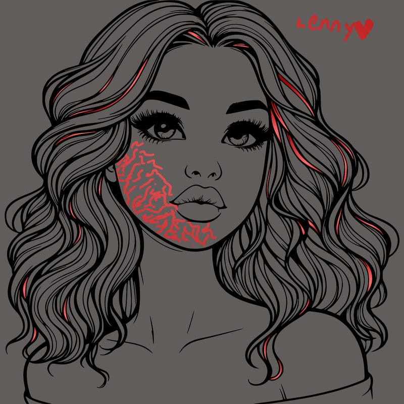realistic girl with wavy hair and lips