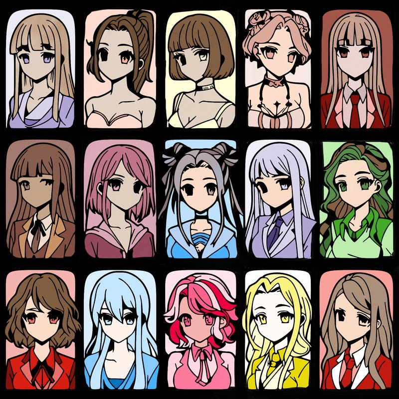 girls that look diffrent anime