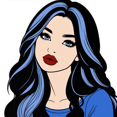 realistic girl with hair on her hair and lips