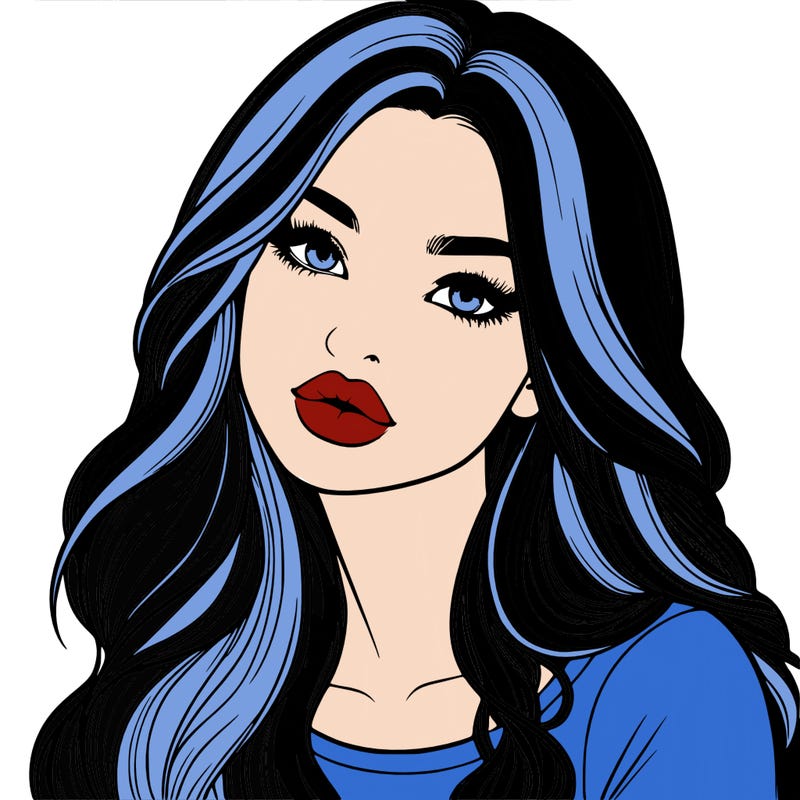 realistic girl with hair on her hair and lips