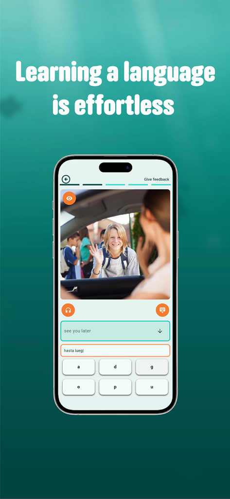 WordDive: Learn a new language - WordDive app interface featuring a Spanish language translation exercise for adults