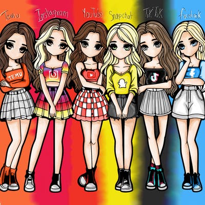 a group of girls realistic