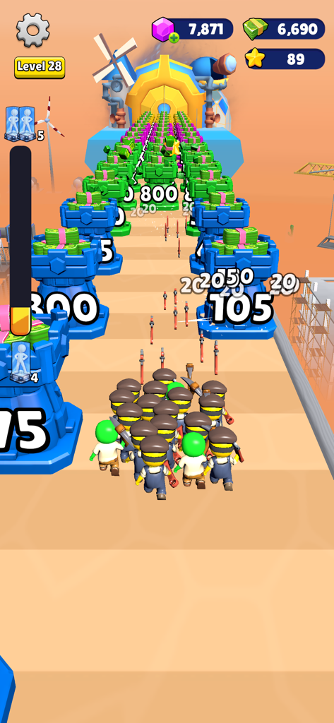 Mob Era: Age Evolution - Crowd of industrial era characters running through an obstacle course in Mob Era Age Evolution