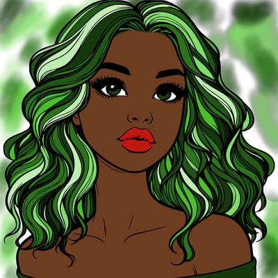 realistic girl with wavy hair and lips