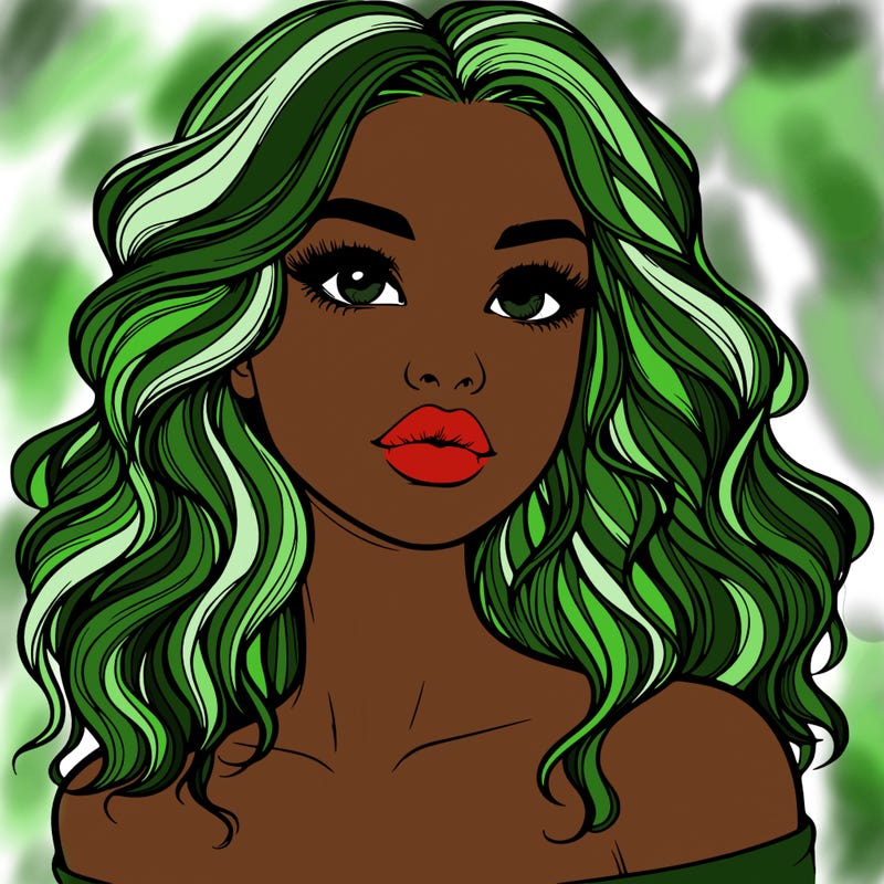 realistic girl with wavy hair and lips