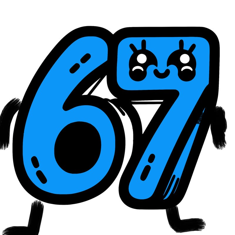 the numbers 67
