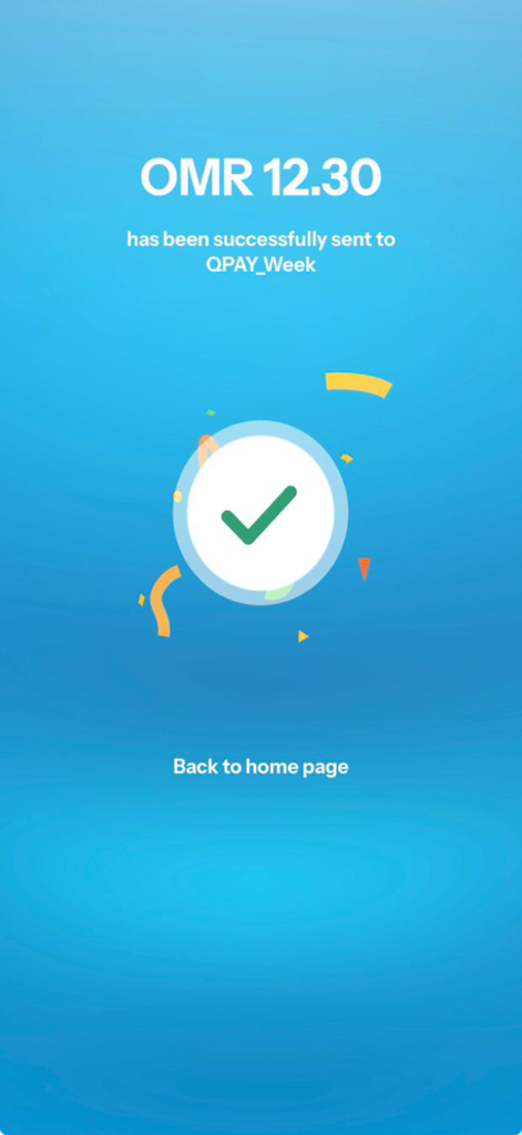 Qpay Oman successful payment confirmation screen