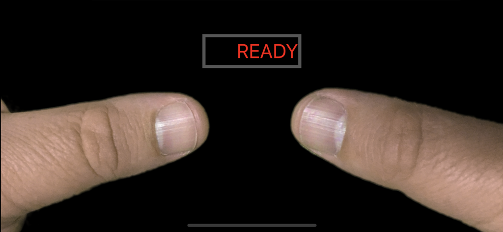 NASA PVT+ - Two thumbs positioned for a psychomotor vigilance reaction test on the NASA PVT plus app