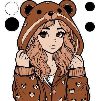 realistic girl in a animal pjs hoodie
