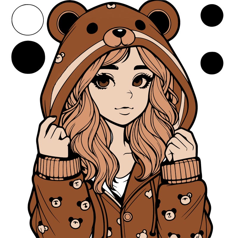 realistic girl in a animal pjs hoodie