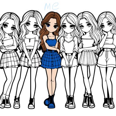 a group of girls realistic