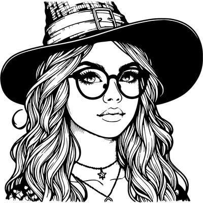 a witch with glasses realistic