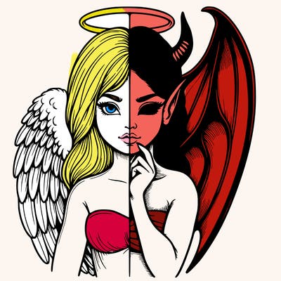 realistic angel half demon