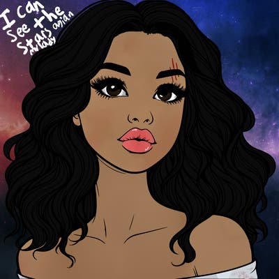 realistic girl with wavy hair and lips