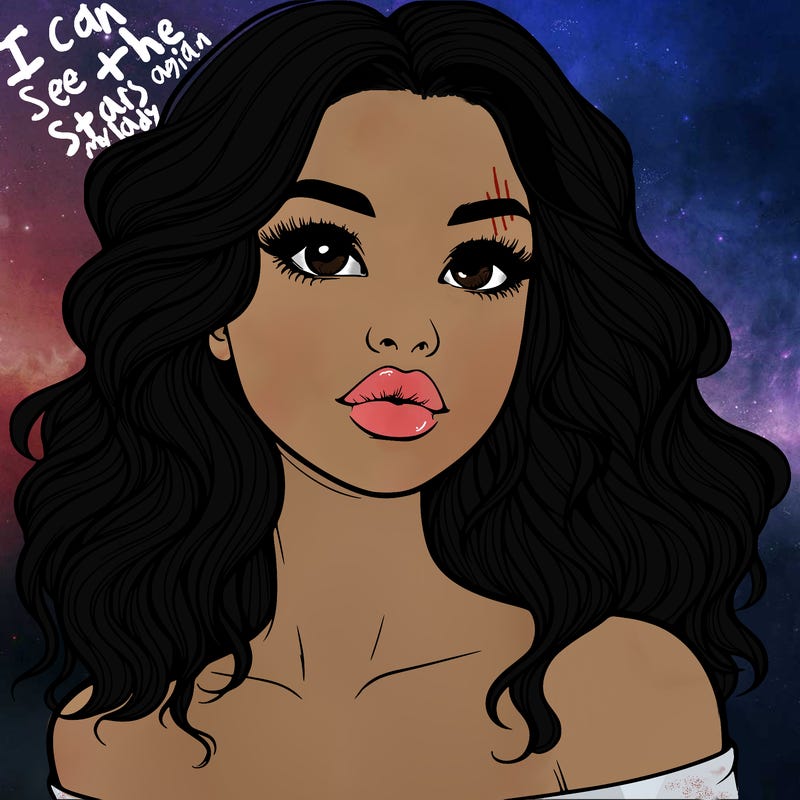 realistic girl with wavy hair and lips