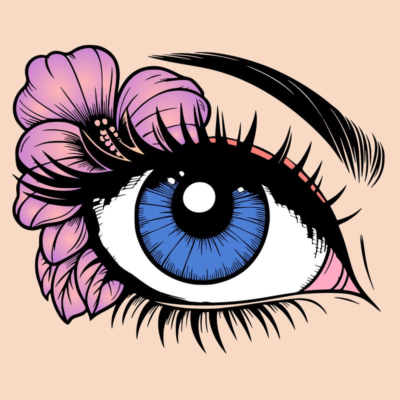 realistic eye with flower
