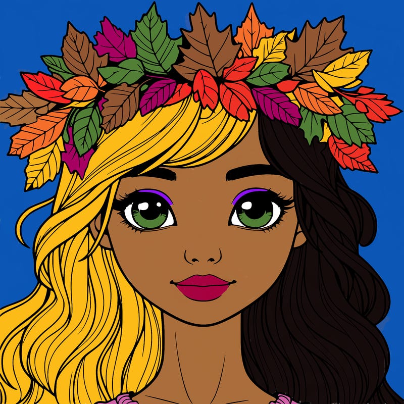 realistic girl with fall leaf crown