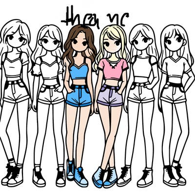 a group of girls wearing crop tops and shorts