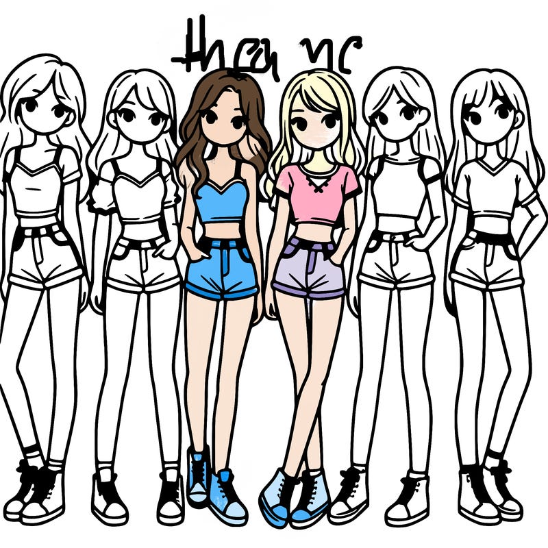 a group of girls wearing crop tops and shorts
