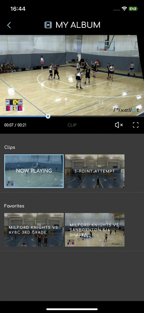 Youth basketball game video highlights and clips on the Pixellot You mobile app