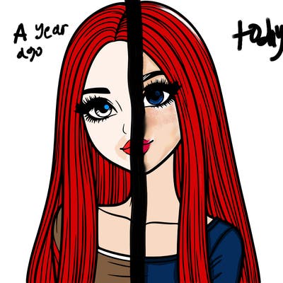 realistic girl with straight and long hair