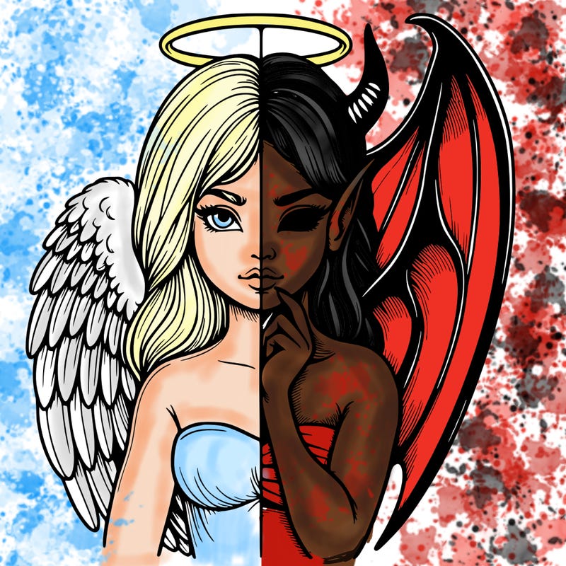 realistic angel half demon