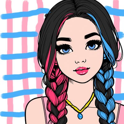 realistic girl with braids