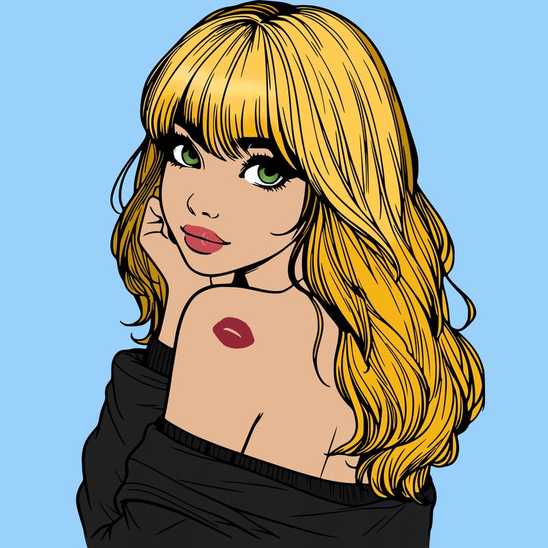 realistic girl with bangs looking over her shoulder