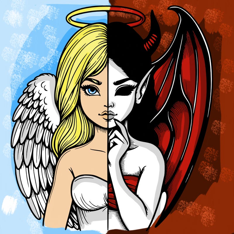 realistic angel half demon