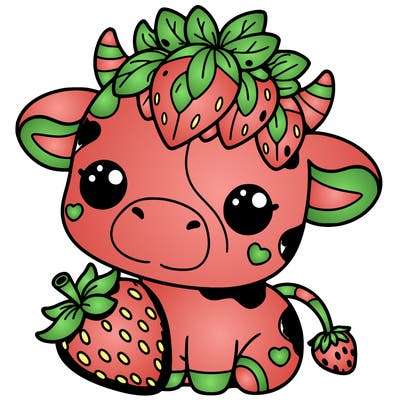 cute strawberry cow