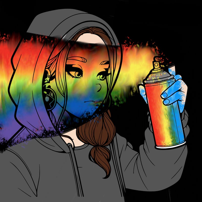 a realistic girl, spray painting