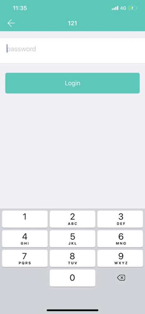 Scent Marketing - Device password login screen for the Scent Marketing app