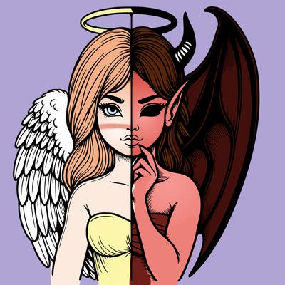 realistic angel half demon