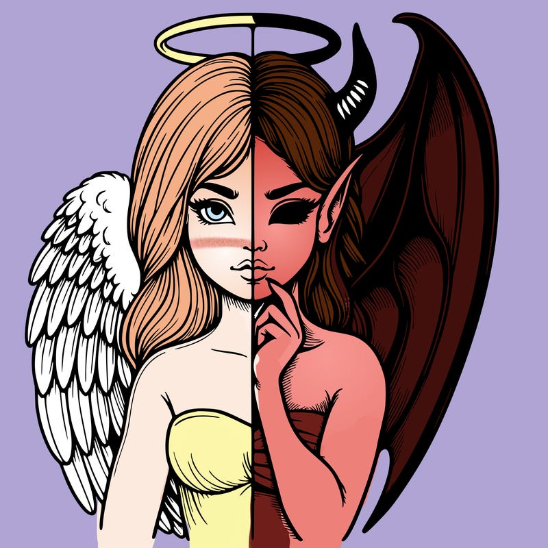 realistic angel half demon