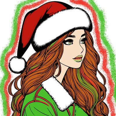 realistic girl in santa hat