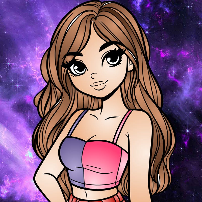 a pretty girl portrait in a crop top and has long hair and pretty eyes