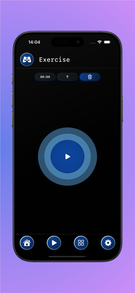 BreatheX – Breathing Exercises - BreatheX app screen showing a guided breathing exercise with a dark minimalist design
