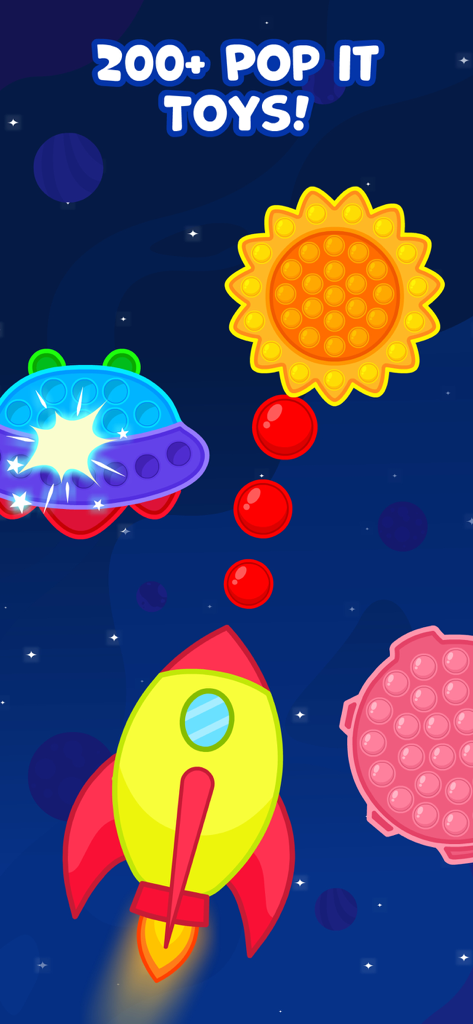 Pop It Games For 2 Year Olds - Juguetes pop-it con temática espacial para niños pequeños con formas de cohete y OVNI