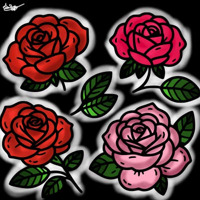 cute four pieces roses