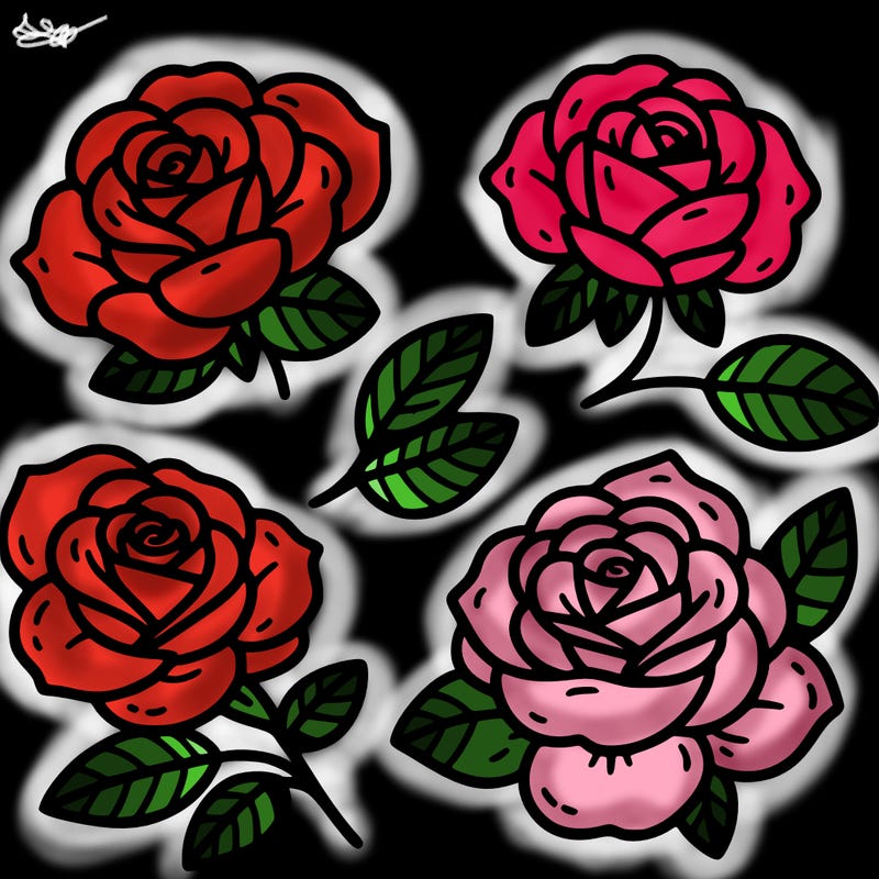 cute four pieces roses