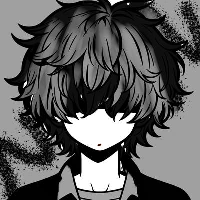 manga boy fluffy hair covering his eyes