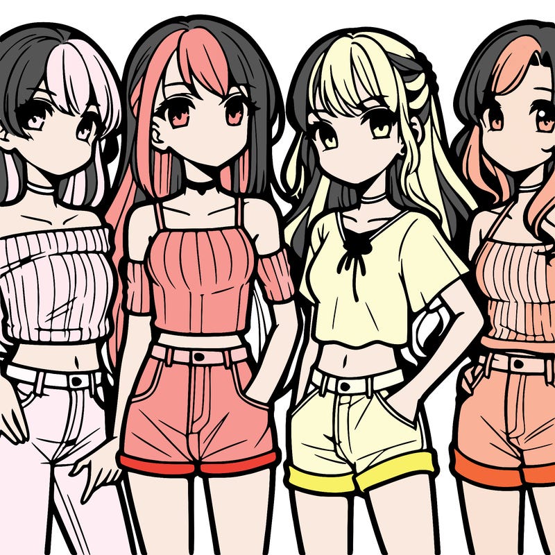 teen manga girls group of 4