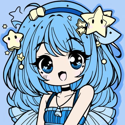 cute anime girl with star accessories