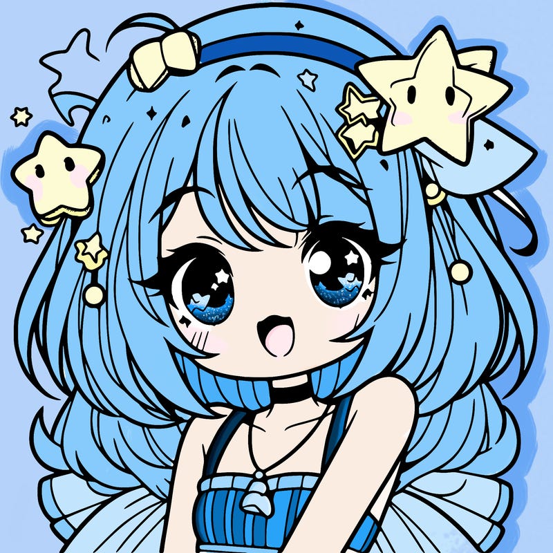 cute anime girl with star accessories