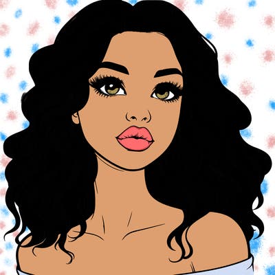 realistic girl with wavy hair and lips