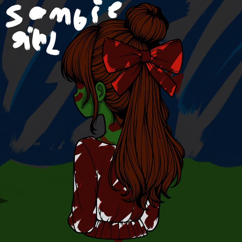 realistic girl  with hip length hair a bun and a big bow on the back of head