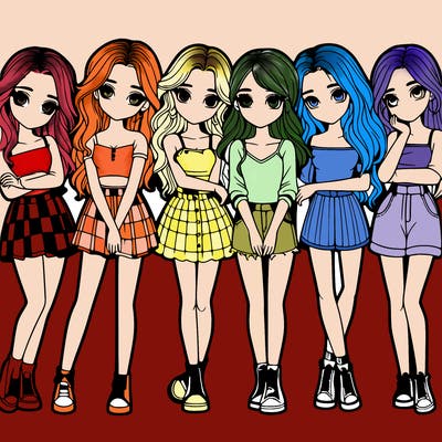 a group of girls realistic