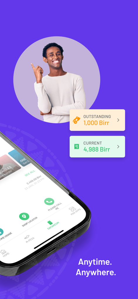 M-PESA Safaricom Ethiopia - M-PESA Safaricom Ethiopia mobile app interface displaying account balances and financial features