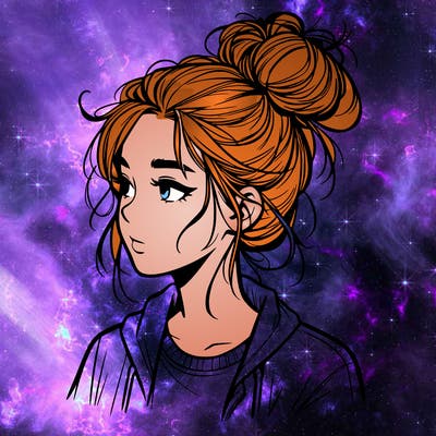 realistic teenage girl with a messy bun
