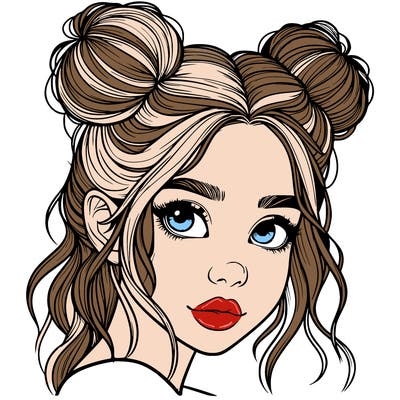 realistic girl with hair buns on her head